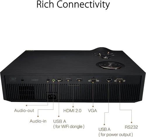 Vista 6 de ASUS ProArt A1 Proyector Profesional Calman Verificado con 3000 Lúmenes, Proyector Full HD con Entrada 4K, Keystone Automático, Proyector de Cine