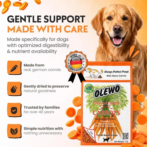 Vista 3 de Deshidratado de Olewo zanahorias suplemento del alimento de perro, tamaño del ensayo, 1 libra Real-food digestive support. Whole-food alternative