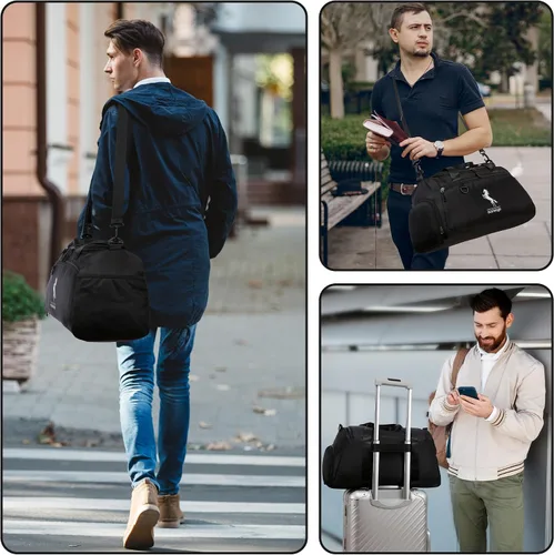 Vista 7 de Marengo Bolsa de gimnasio para hombres y mujeres, bolsa de gimnasio pequeña de 37 litros con compartimento para zapatos y húmedos, mochila de viaje