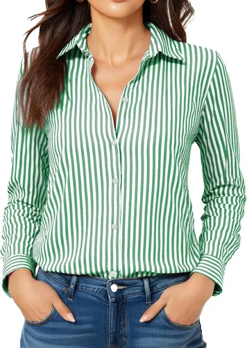 Vista 37 de Camisas sin planchado y sin arrugas para mujer, con botones, de manga larga, de seda de morera, blusas casuales para el trabajo