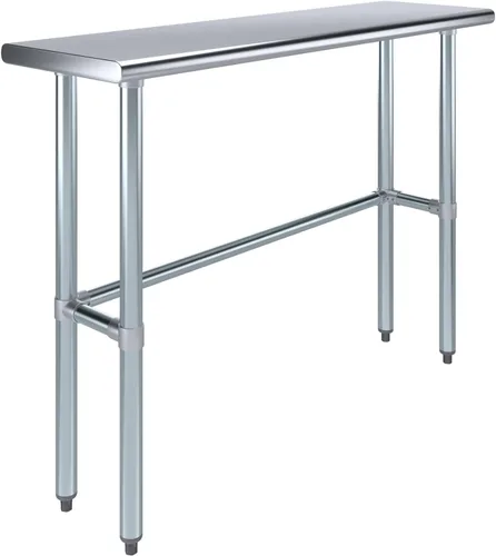 Vista 14 de Mesa de Trabajo de Acero Inoxidable con Base Abierta de 24" x 14" – Mesa Comercial Compacta Certificada NSF con Patas Galvanizadas para Cocinas