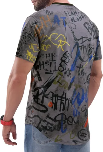 Vista 3 de DEOLAX Camiseta de moda con cuello redondo para hombre, camiseta casual de ajuste seco, camiseta de manga corta, para entrenamiento, hip hop