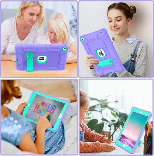 Vista 6 de TIMISM Funda para iPad Air 2ª generación 2014, iPad Air 2 con soporte, 3 en 1, resistente a prueba de golpes, híbrida de tres capas, cubierta