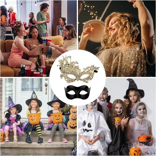 Vista 6 de BOXOB 2 máscaras de mascarada, máscara de encaje y máscara de plástico para mujer para Halloween