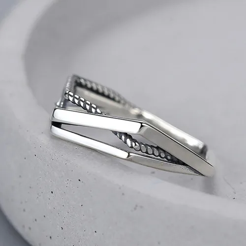 Vista 155 de Anillo de plata de ley 925, minimalista, ajustable, hecho a mano, para mujeres y niñas