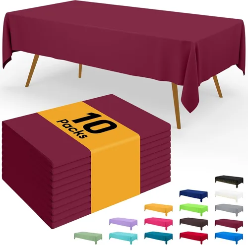 Vista 67 de Smiry - Juego de 6 manteles desechables, 54 x 78 pulgadas, manteles impermeables rectangulares para fiestas, cubierta de mesa de plástico