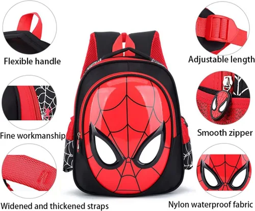 Vista 5 de MEIJU Mochila escolar para niños menores de 8 años 3D impermeable dibujos animados animación primaria escuela, Negro -, Lindo viaje