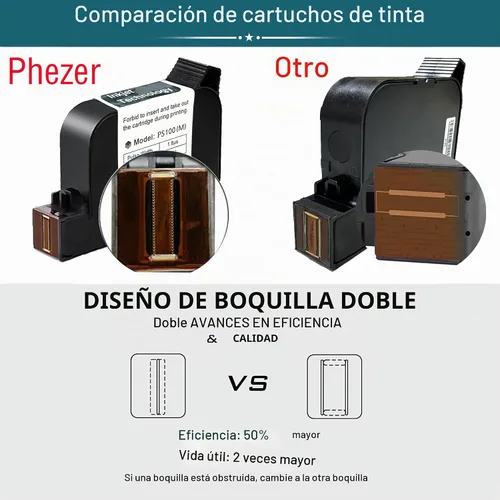 Vista 3 de Impresora de inyección de tinta mini de mano Phezer PC11 para superficie plana y curva, con pantalla táctil y cartucho de tinta de secado rápido