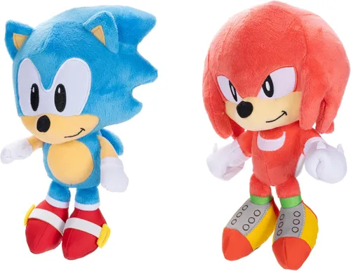 Vista 2 de JAKKS Pacific Sonic The Hedgehog - Paquete de 2 peluches coleccionables de 9 pulgadas, Sonic & Knuckles