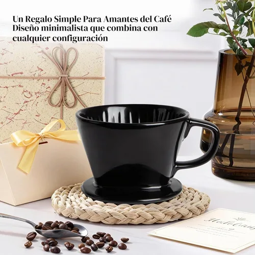 Vista 6 de DOWAN Cafetera vertida, gotero no eléctrico para verter sobre café, cafetera manual, tazas individuales, accesorios de preparación lenta de Negro
