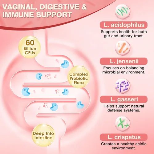Vista 4 de NATURE TARGET Probióticos para mujeres, 60 mil millones de UFC con arándano, 70 cápsulas with Prebiotics, Cranberry & Vitamin C, Support Odor