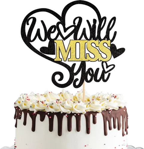 Vista 9 de 30 piezas de adornos para cupcakes con purpurina «We Will Miss You» Don't Go We Need You Bye Voyage Good Luck Heart Cupcake Picks para despedida