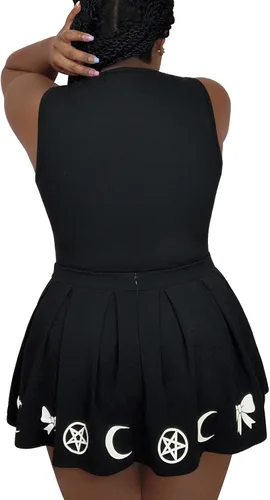 Vista 6 de Littleforbig Mameluco de algodón para pijama, conjunto de falda de mono Luna
