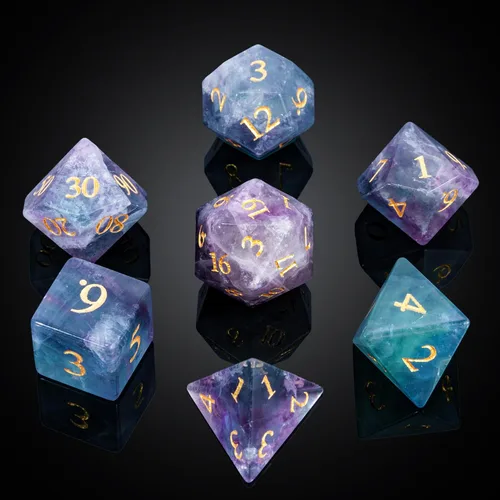 Vista 48 de UDIXI Juego de dados de piedras preciosas de amatista, dados DND de piedra de cristal D&D con estuche de regalo para juegos de rol y juegos de mesa