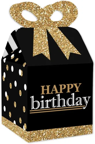 Vista 10 de Big Dot of Happiness Cajas de regalo para fiesta de cumpleaños número 100, elegante diseño cuadrado dorado con lazo 3D, suministros de fiesta