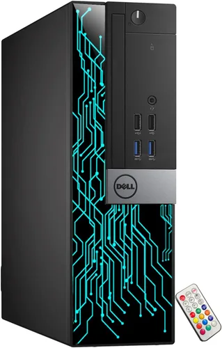 Vista 7 de Dell OptiPlex - Computadora con luces RGB personalizadas para escritorio, Intel Core i5 6500, 3.2 GHz, 8 GB de RAM, 256 GB SSD, Windows 11 Pro