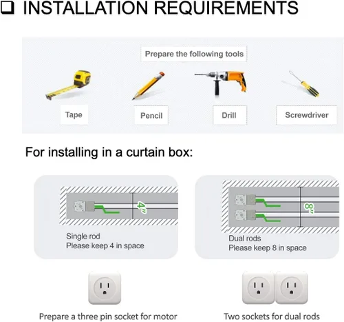 Vista 4 de Homesupplier - Cortinas inteligentes, barra de cortina con control remoto, control WiFi, compatible con Alexa, Google Home, longitud variada