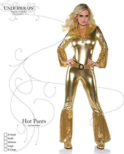 Vista 4 de Underwraps Disfraces - Disfraz de mono metálico dorado para mujer - Disco Diva, Multicolor