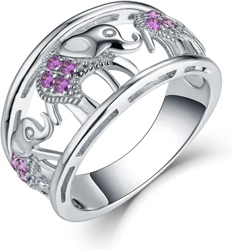 Vista 19 de JO WISDOM Anillo de elefante de plata de ley 925 con circonita cúbica