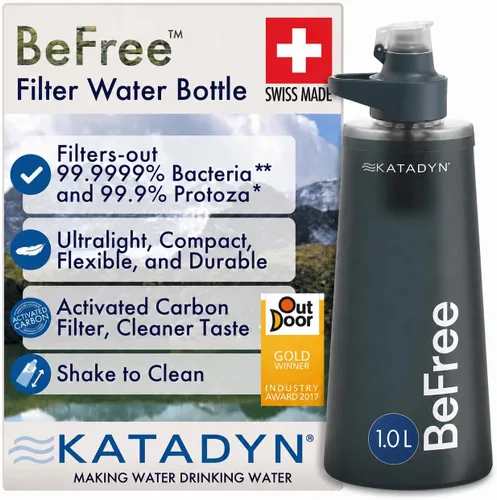 Vista 10 de Katadyn BeFree - Botella de filtro de agua plegable ultraligera de 1.0L para senderismo, camping, mochilero