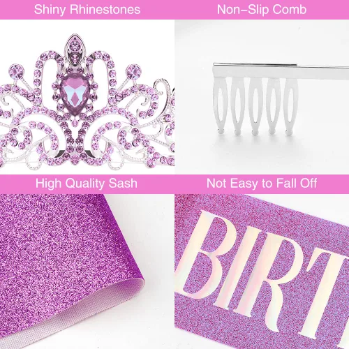 Vista 7 de Birthday Sash, Birthday Crown, Tiaras for Women, Birthday Sash for Women, Crowns for Women, Princess Crown, Tiaras and Crowns for Women, Queen