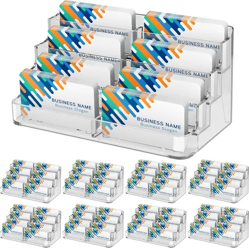 Vista 12 de MaxGear Tarjetero acrílico para escritorio, múltiples tarjeteros de visita, soporte de tarjetas premium para espacio de trabajo, soporte