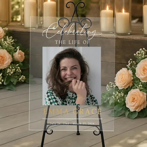 Vista 10 de Letrero conmemorativo personalizado, letrero de recepción fúnebre personalizado, imagen de bienvenida de celebración de la vida, collage funerario