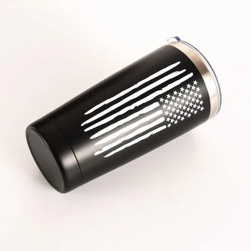 Vista 4 de Vaso térmico y taza de café de viaje con bandera americana de 20 onzas para hombres, esposo, papá, regalos militares patrióticos únicos para el día