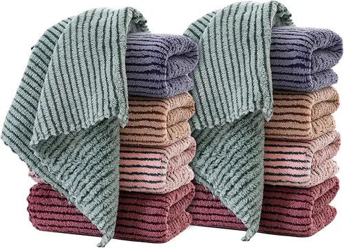 Vista 2 de Toallas de microfibra de 12 x 12 pulgadas, paquete de 10 toallas de limpieza altamente absorbentes, paño de microfibra para lavar platos, automóvil