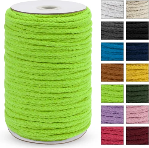 Vista 19 de JeogYong Cuerda trenzada de macramé de 0.197 in x 295 pies, cuerda de algodón trenzada natural de 8 hebras, cuerda de macramé de colores para colgar