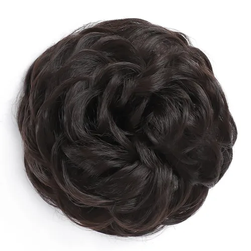 Vista 2 de Rose bud Extensiones de Cabello para Mujer en Forma de Moño Desordenado, Banda Elástica para Updo, Cabello Rizado y Desordenado, Scrunchie