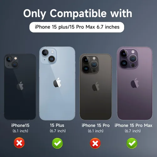 Vista 2 de Protector de pantalla 6 en 1 para iPhone 15 Pro Max, paquete de 2 protectores de pantalla trasera para 15 Pro Max con 2 protectores de lente