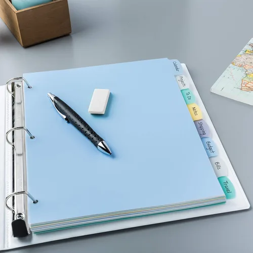 Vista 6 de Avery® Separadores de plástico duraderos para escribir con pestañas borrables, 11 x 8 1/2 pulgadas, multicolor, 8 pestañas