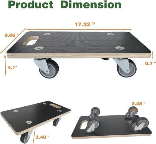 Vista 4 de Furniture Mover Dolly - Rodante de madera portátil para mover muebles, sofá, gabinete, refrigerador, ruedas universales de goma TPR suave giratorias