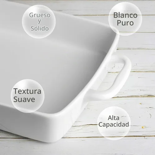 Vista 3 de Bandeja de hornear rectangular, bandeja para horno, bandejas de cerámica resistentes para pastel, lasaña, banquete y uso diario, capacidad alta