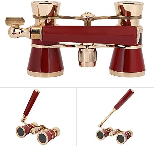 Vista 6 de Opera - Prismáticos para gafas, telescopio de teatro de 3 x 25 pulgadas con mango plegable, mini binocular compacto ligero para conciertos, teatro