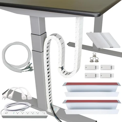 Vista 7 de PivyCord-Vez Solución de Gestión de Cables de Canal de Cadena Flexible para Escritorios de Altura Variable de Sentado-Parado, Canal de Cables Negro