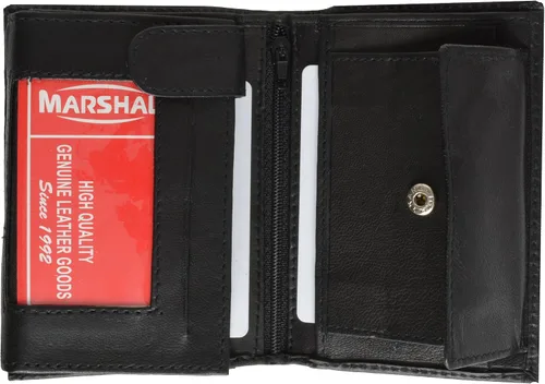 Vista 3 de MARSHAL Billetera plegable de estilo europeo con ventana de identificación