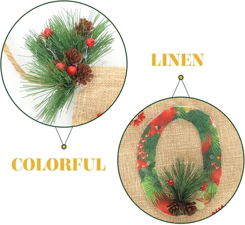 Vista 6 de Toyvian Cartel de lino brillante para fiesta de Navidad con letras de alegría, decoración de guirnalda de Navidad para uso festivo en interiores