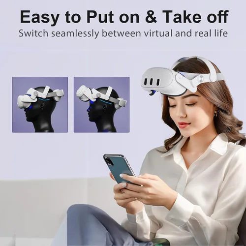 Vista 5 de Head Strap for MetaOculus Quest 3, Comfort Elite Strap for Quest 3 Accessories, VR Headset Enhanced Support & Balance