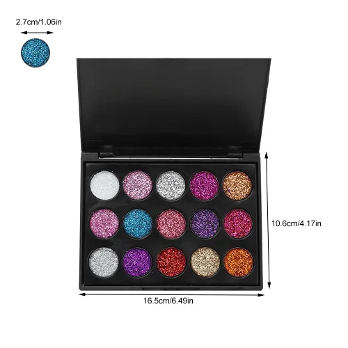 Vista 5 de Paleta de sombras de ojos, paleta de sombras de ojos con purpurina de 15 colores para cosplay, maquillaje de ojos, sombra de ojos brillante, polvo