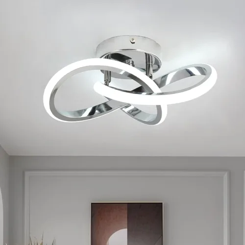 Vista 12 de CANEOE Moderna lámpara LED de techo, luz diurna blanca de 4500 K, lámpara de techo semiempotrada para dormitorio, baño, cocina, balcón, lavandería