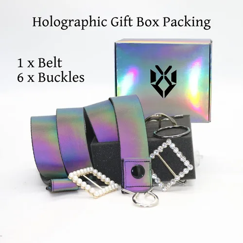 Vista 7 de XV Belts For Women With 6 Buckles Replaceable - Holographic Belt Plus Size Snap On Adjustable for Jeans Pants Dresses