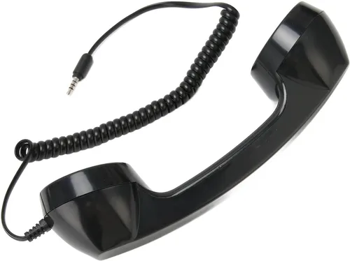 Vista 4 de HEEPDD Receptor de teléfono celular de mano retro, teléfono con cable negro con micrófono, conector de 0.138 in para teléfonos móviles, computadoras