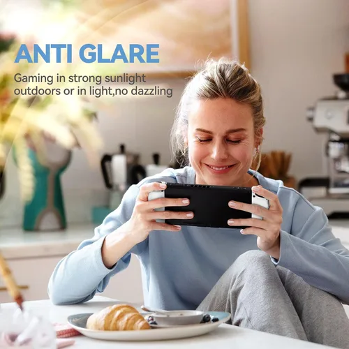 Vista 4 de ivoler Paquete de 2 protectores de pantalla de vidrio templado mate para Nintendo Switch modelo OLED, protector mate antirreflejos con marco