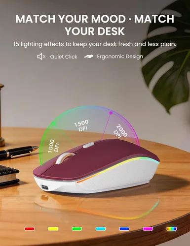 Vista 6 de Wireless Keyboard and Mouse Combo, RGB Backlit, Rechargeable & Light Up Letters, Full-Size, Soft Typing, Sleep Mode, 2.4GHz Quiet Keyboard Set for