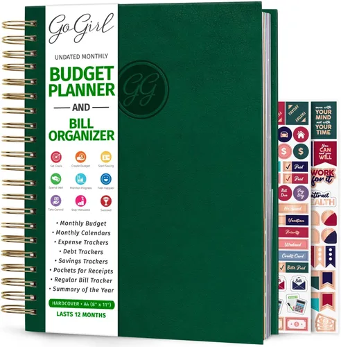 Vista 10 de GoGirl Planificador de presupuesto y organizador mensual de facturas, libro financiero mensual con bolsillos. Cuaderno de seguimiento de gastos