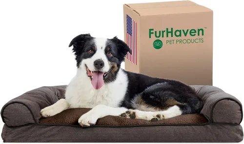 Vista 16 de Furhaven - Cama para perros, cojín de almohada tradicional sofá y colchón de espuma rectangular terapéutico de lujo con funda extraíble para perros