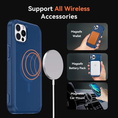 Vista 5 de Dataroad - Funda magnética para iPhone 13 Pro Max, resistente compatible con MagSafe, protección contra caídas de grado militar, forro de microfibra