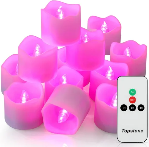 Vista 16 de Topstone Velas electrónicas LED sin llama que cambian de color con control remoto, 7 colores de rotación automática, funcionan con pilas, más de 400